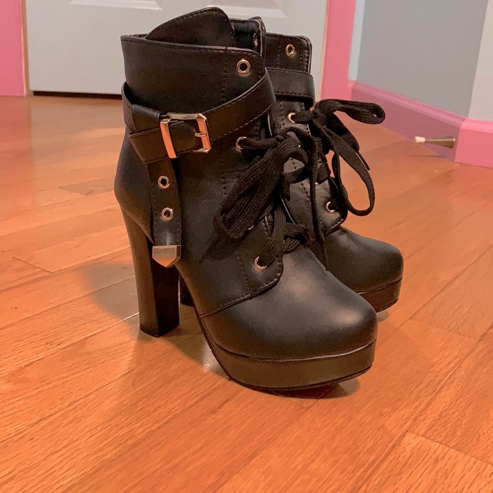 Steampunk platform heel boots